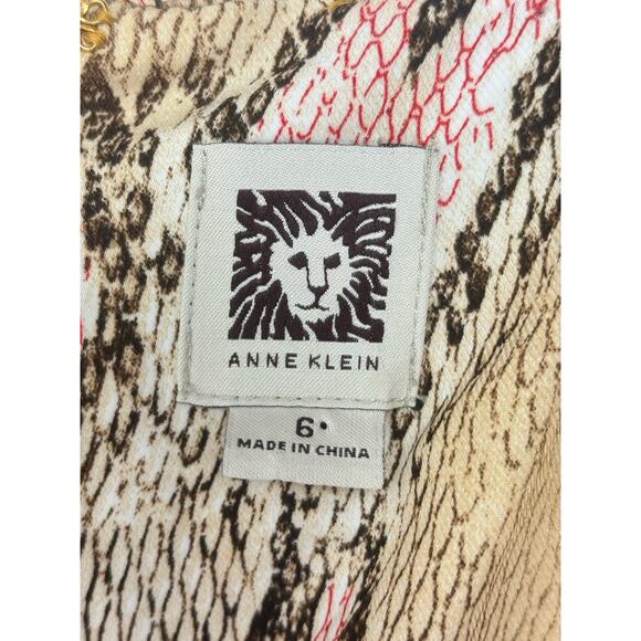 Anne Klein Snake Print Wrap Dress Size 6 Short Sleeve Washable Gold Pink Black - Picture 4 of 7